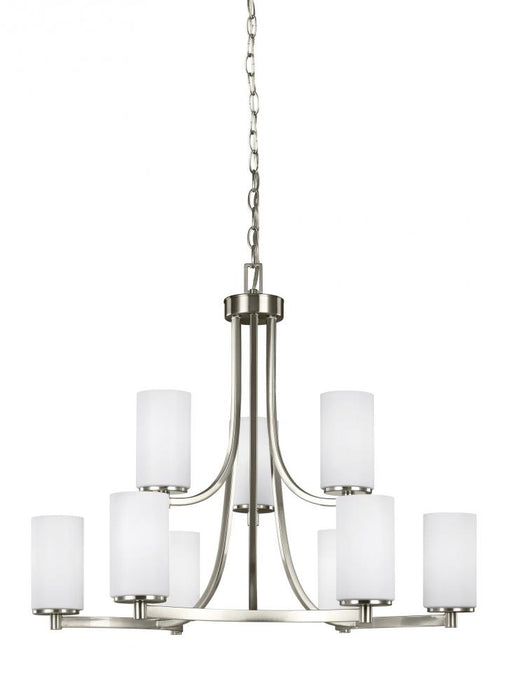 Generation Lighting Hettinger transitional 9-light indoor dimmable ceiling chandelier pendant light in brushed nickel si