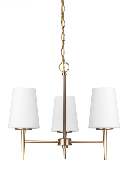 Generation Lighting Driscoll contemporary 3-light indoor dimmable ceiling chandelier pendant light in satin brass gold f