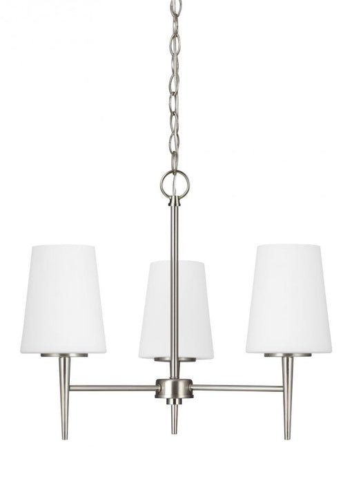 Generation Lighting Driscoll contemporary 3-light LED indoor dimmable ceiling chandelier pendant light in brushed nickel