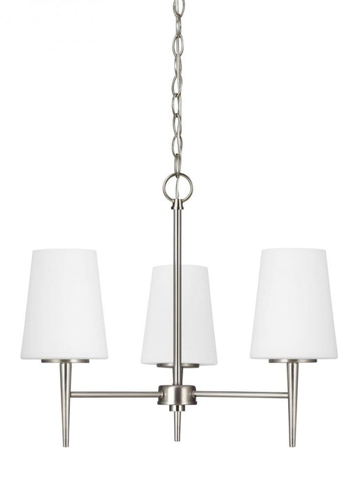 Generation Lighting Driscoll contemporary 3-light LED indoor dimmable ceiling chandelier pendant light in brushed nickel