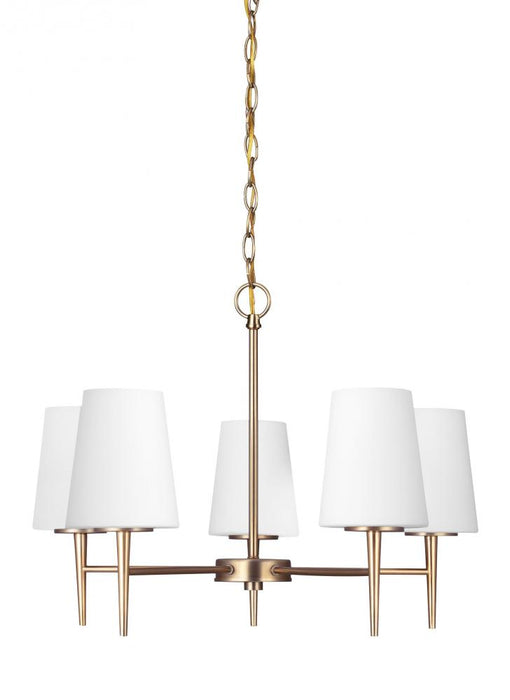 Generation Lighting Driscoll contemporary 5-light indoor dimmable ceiling chandelier pendant light in satin brass gold f