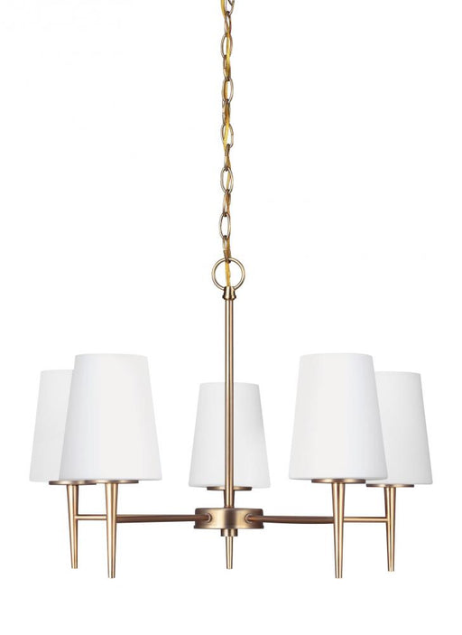 Generation Lighting Driscoll contemporary 5-light LED indoor dimmable ceiling chandelier pendant light in satin brass go