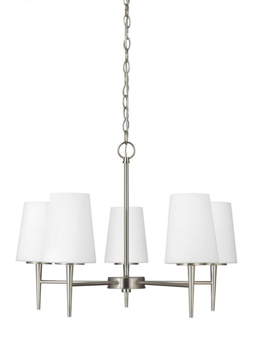 Generation Lighting Driscoll contemporary 5-light LED indoor dimmable ceiling chandelier pendant light in brushed nickel