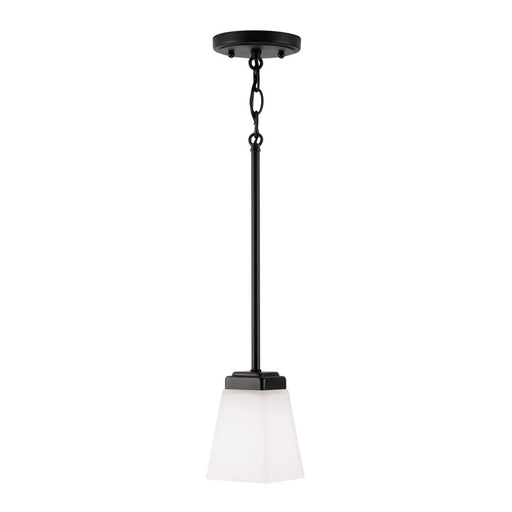 1-light Pendant In Matte Black With Soft White Glass Shade | 314411MB-334