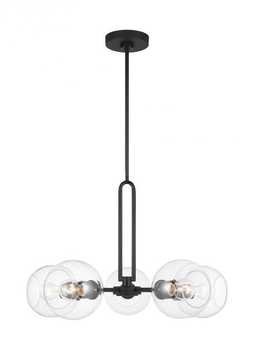 Visual Comfort & Co. Studio Collection Codyn contemporary 5-light indoor dimmable medium chandelier in midnight black finish with clear gla