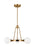 Visual Comfort & Co. Studio Collection Clybourn modern 3-light indoor dimmable chandelier in satin brass gold finish with white milk glass