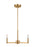Visual Comfort & Co. Studio Collection Fullton modern 3-light indoor dimmable chandelier in satin brass gold finish