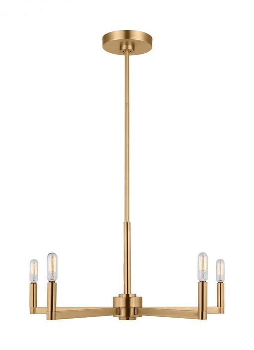 Visual Comfort & Co. Studio Collection Fullton modern 5-light LED indoor dimmable chandelier in satin brass gold finish