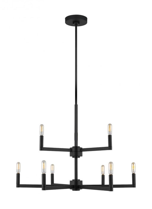 Visual Comfort & Co. Studio Collection Fullton modern 9-light indoor dimmable chandelier in midnight black finish