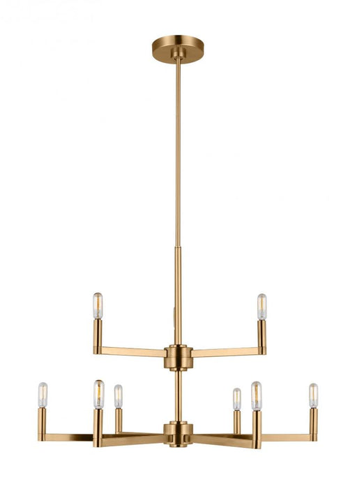 Visual Comfort & Co. Studio Collection Fullton modern 9-light LED indoor dimmable chandelier in satin brass gold finish