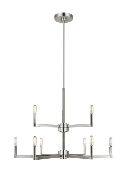 Visual Comfort & Co. Studio Collection Fullton modern 9-light LED indoor dimmable chandelier in brushed nickel finish