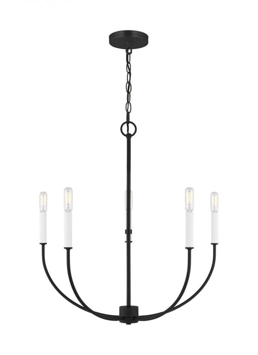 Visual Comfort & Co. Studio Collection Greenwich modern farmhouse 5-light indoor dimmable chandelier in midnight black finish