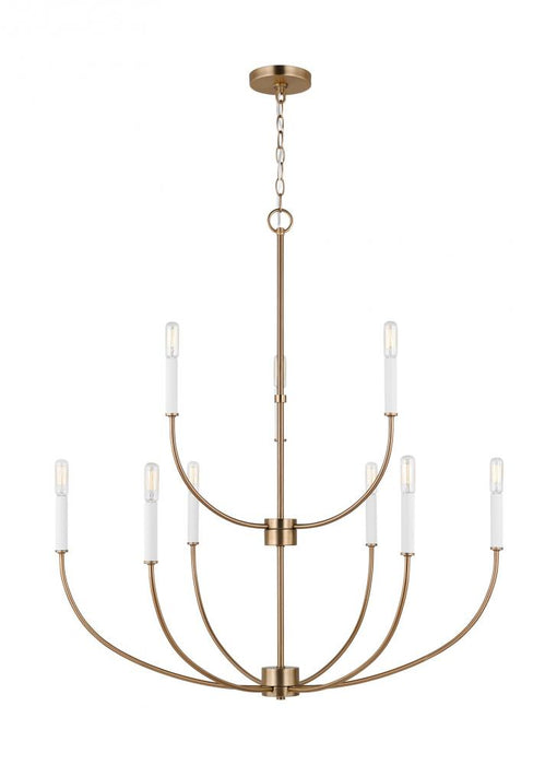 Visual Comfort & Co. Studio Collection Greenwich modern farmhouse 9-light indoor dimmable chandelier in satin brass gold finish