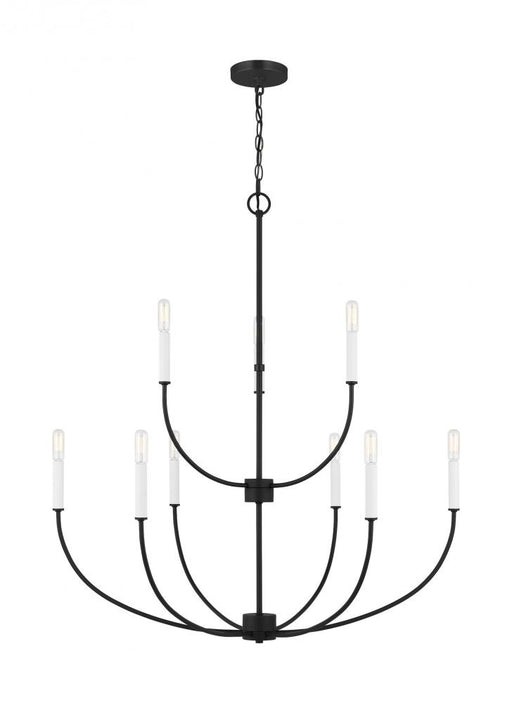 Visual Comfort & Co. Studio Collection Greenwich modern farmhouse 9-light LED indoor dimmable chandelier in midnight black finish
