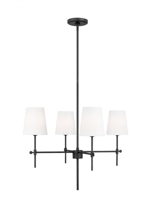 Visual Comfort & Co. Studio Collection Baker modern 4-light indoor dimmable small ceiling chandelier pendant light in midnight black finish