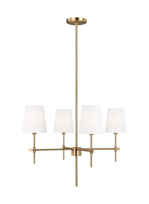 Visual Comfort & Co. Studio Collection Baker modern 4-light indoor dimmable ceiling small chandelier pendant light in satin brass gold fini