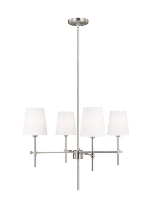 Visual Comfort & Co. Studio Collection Baker modern 4-light indoor dimmable ceiling small chandelier pendant light in brushed nickel silver