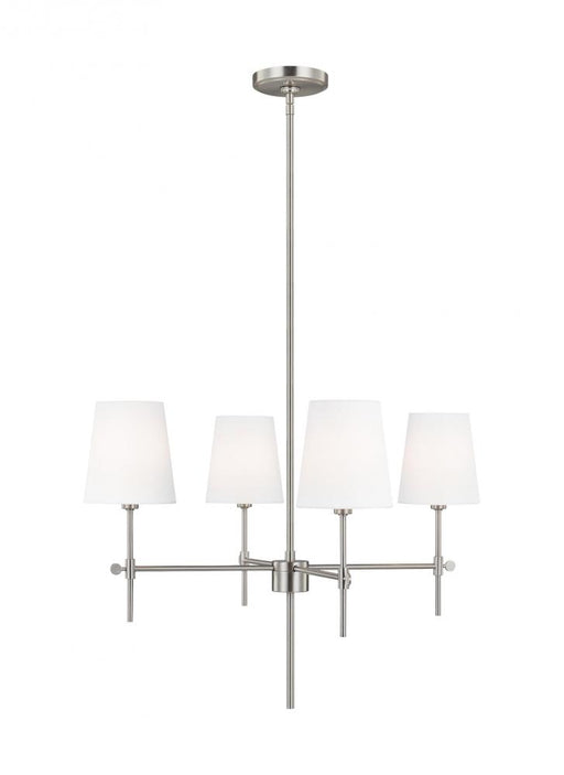 Visual Comfort & Co. Studio Collection Baker modern 4-light indoor dimmable ceiling small chandelier pendant light in brushed nickel silver