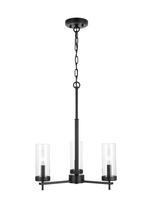 Visual Comfort & Co. Studio Collection Zire dimmable indoor 3-light chandelier in a midnight black finish with clear glass shades