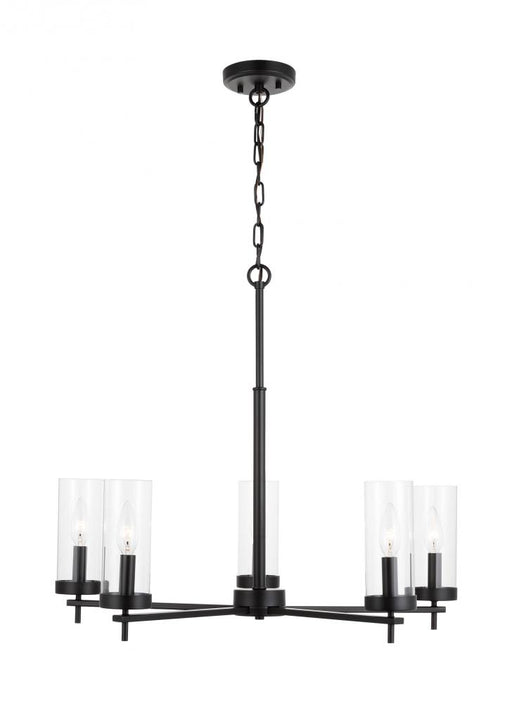 Visual Comfort & Co. Studio Collection Zire dimmable indoor 5-light chandelier in a midnight black finish with clear glass shades