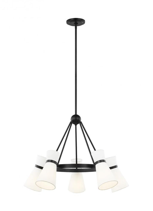 Visual Comfort & Co. Studio Collection Clark modern 5-light indoor dimmable ceiling chandelier pendant light in midnight black finish with