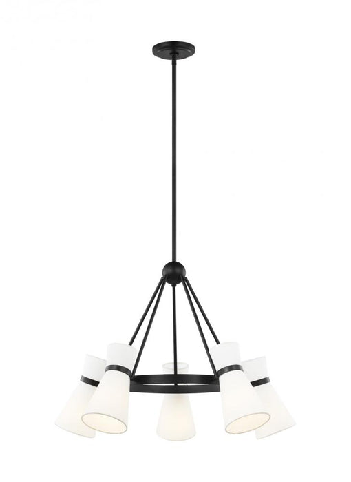 Visual Comfort & Co. Studio Collection Clark modern 5-light LED indoor dimmable ceiling chandelier pendant light in midnight black finish w
