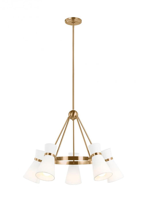 Visual Comfort & Co. Studio Collection Clark modern 5-light LED indoor dimmable ceiling chandelier pendant light in satin brass gold finish