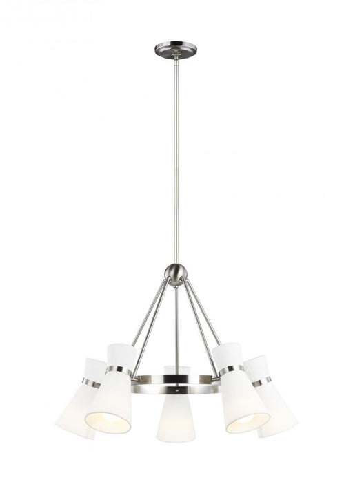 Visual Comfort & Co. Studio Collection Clark modern 5-light LED indoor dimmable ceiling chandelier pendant light in brushed nickel silver f