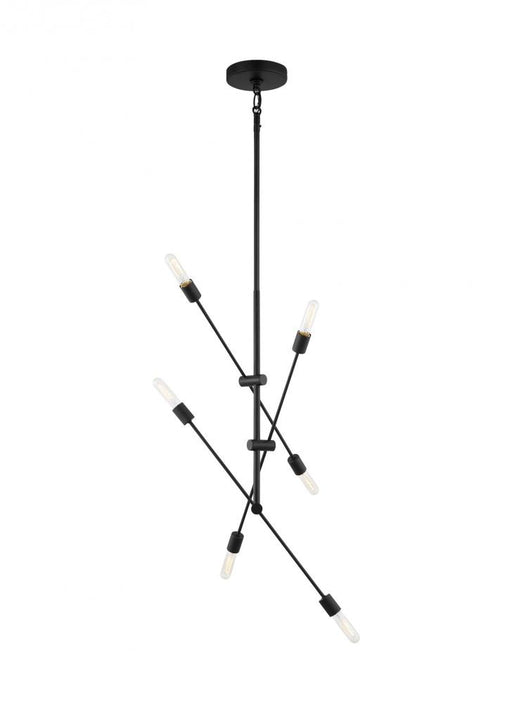 Visual Comfort & Co. Studio Collection Axis modern 6-light indoor dimmable large chandelier in midnight black finish