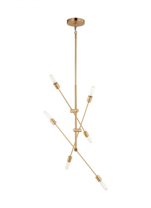 Visual Comfort & Co. Studio Collection Axis modern 6-light indoor dimmable large chandelier in satin brass gold finish
