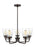 Generation Lighting Belton transitional 5-light indoor dimmable ceiling up chandelier pendant light in bronze finish wit