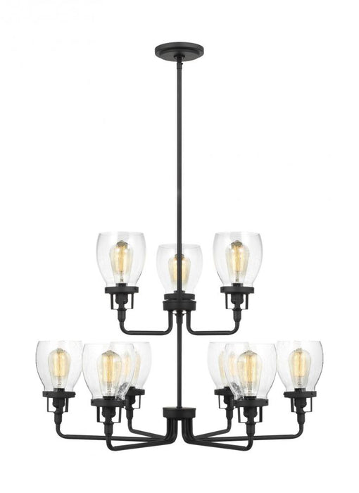 Generation Lighting Belton transitional 9-light indoor dimmable ceiling chandelier pendant light in midnight black finis