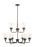 Generation Lighting Belton transitional 9-light indoor dimmable ceiling chandelier pendant light in bronze finish with c