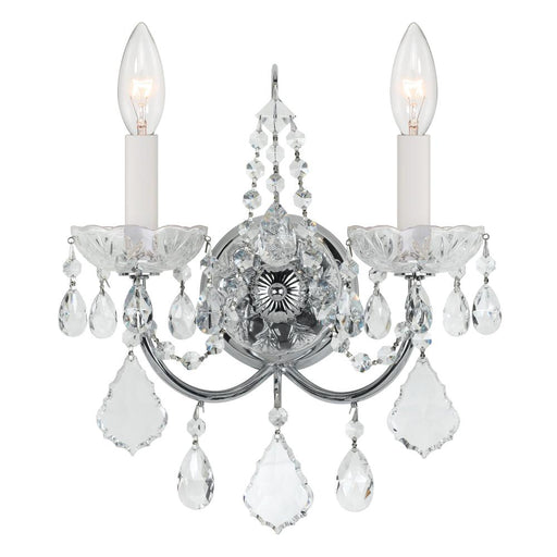 Crystorama Imperial 2 Light Hand Cut Crystal Polished Chrome Sconce