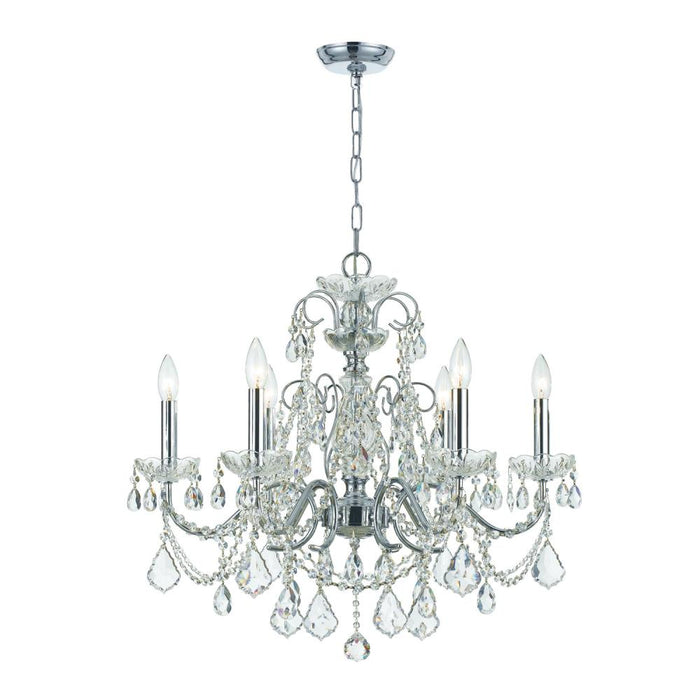 Crystorama Imperial 6 Light Hand Cut Crystal Polished Chrome Chandelier
