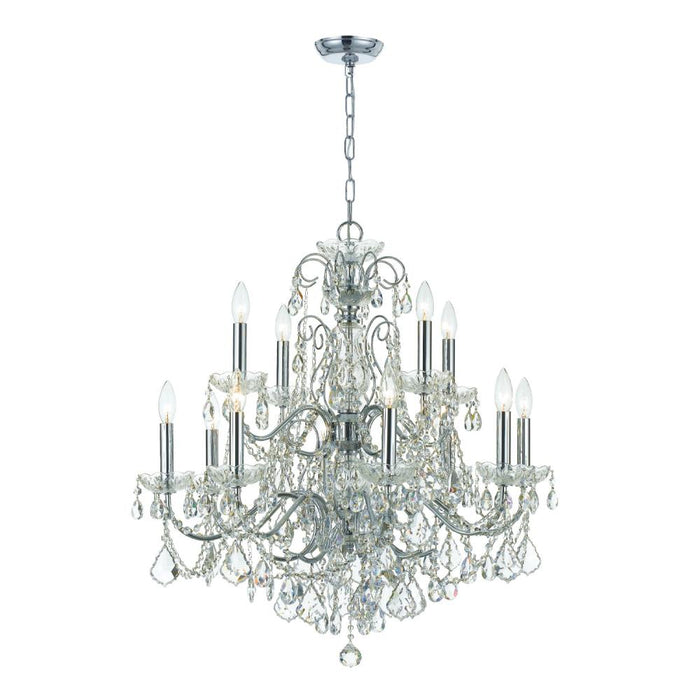 Crystorama Imperial 12 Light Hand Cut Crystal Polished Chrome Chandelier