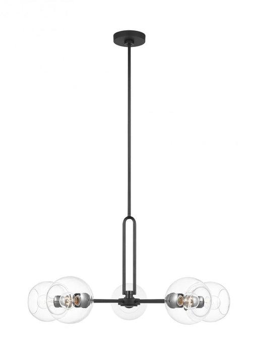 Visual Comfort & Co. Studio Collection Codyn contemporary 5-light indoor dimmable large chandelier in midnight black finish with clear glas