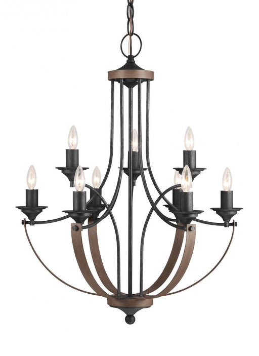 Generation Lighting Corbeille traditional 9-light indoor dimmable ceiling chandelier pendant light in stardust weathered