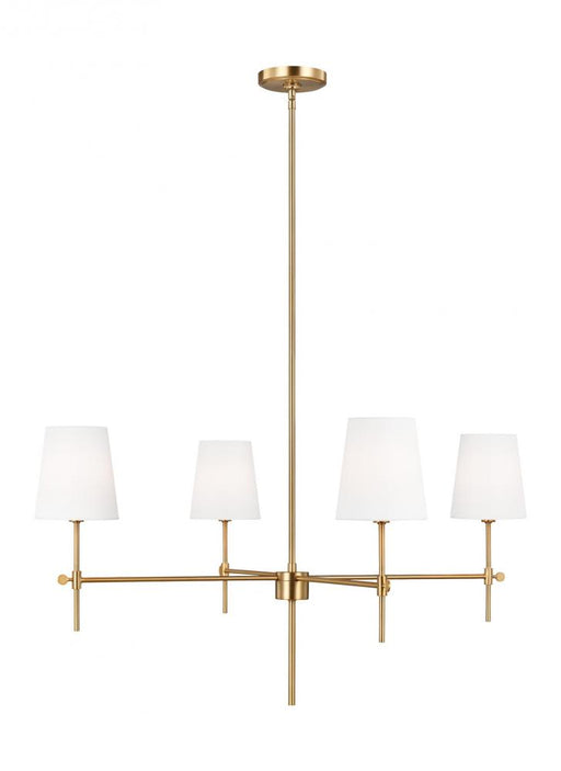 Visual Comfort & Co. Studio Collection Baker modern 4-light indoor dimmable ceiling large chandelier pendant light in satin brass gold fini