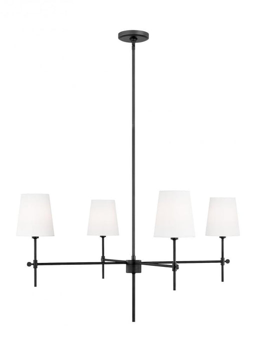 Visual Comfort & Co. Studio Collection Baker modern 4-light LED indoor dimmable ceiling large chandelier pendant light in midnight black fi