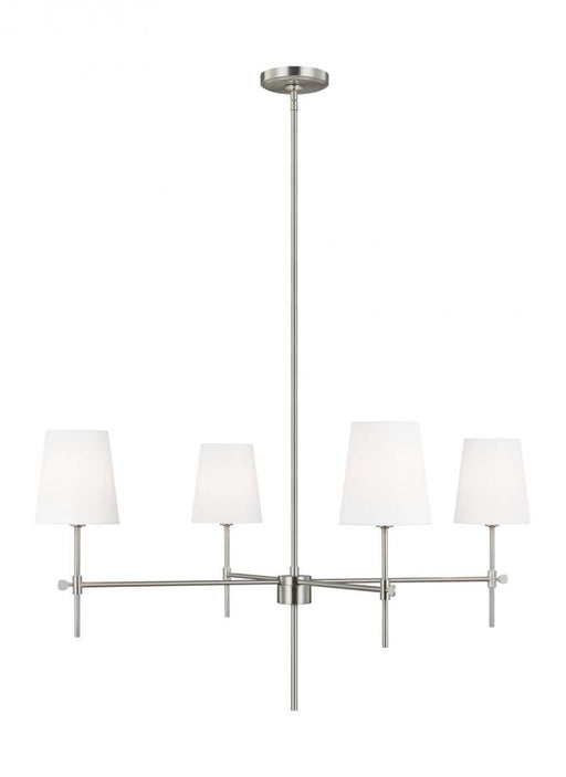 Visual Comfort & Co. Studio Collection Baker modern 4-light LED indoor dimmable ceiling large chandelier pendant light in brushed nickel si