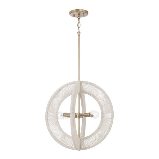 Capital 4-Light Orb Pendant in Matte Brass with Bleached Natural Rope