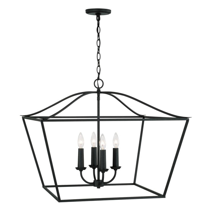 4-light Foyer Pendant Lantern In Black Iron | 350641BI
