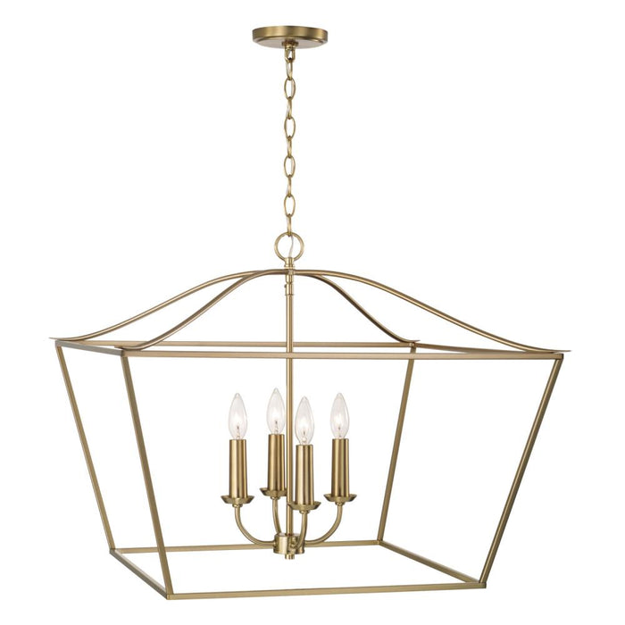 4-light Foyer Pendant Lantern In Matte Brass | 350641MA
