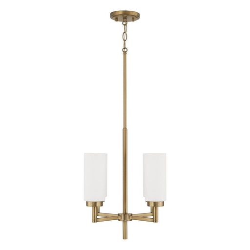 Capital 4-Light Cylindrical Chandelier Pendant in Aged Brass with Faux Alabaster Glass