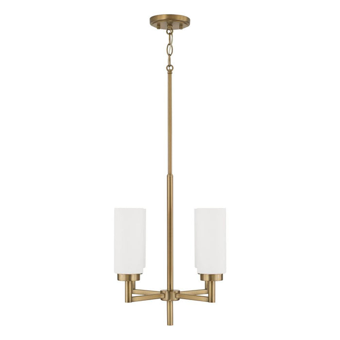 Capital 4-Light Cylindrical Chandelier Pendant in Aged Brass with Faux Alabaster Glass