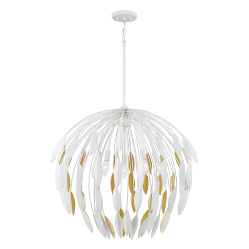 Capital 5-Light Botanical Pendant in Matte White and Buffed Gold