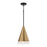 1-light Cone Pendant In Black With Aged Brass And Soft White Glass Shade | 351911AB