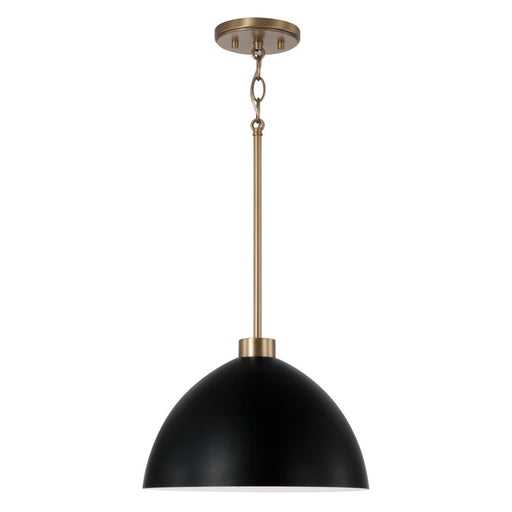 Capital 1-Light Pendant in Aged Brass and Black