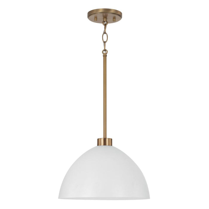 1-light Pendant In Aged Brass And White | 352011AW